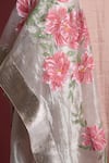 Shop_Akutee_Pink Handwoven Chanderi Tissue Handpainted Floral Aarna Short Kurta Pant Set 