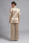 Shop_Akutee_Gold Handwoven Tissue Hand Embroidered Leaf Blazer Notched Ira With Slip _at_Aza_Fashions