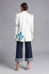 Shop_Akutee_White Handwoven Satin Linen Hand Painted Floral Notched Lapel Gaurangna Blazer _at_Aza_Fashions