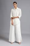 Buy_Akutee_White Silk Linen Blend Solid Collared Diya Shirt With Pant _at_Aza_Fashions