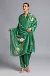 Buy_Akutee_Green Pure Habutai Silk Hand Embroidered Maya Kurta Set With Painted Dupatta _at_Aza_Fashions