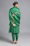 Shop_Akutee_Green Pure Habutai Silk Hand Embroidered Maya Kurta Set With Painted Dupatta _at_Aza_Fashions