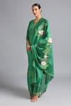 Akutee_Green Pure Habutai Silk Hand Embroidered Maya Kurta Set With Painted Dupatta _Online_at_Aza_Fashions