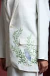 Buy_Akutee_White Handwoven Khadi Linen Hand Painted Bird Blazer Shiksha With Slip Dress _Online_at_Aza_Fashions