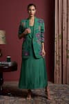 Buy_Akutee_Green Handwoven Khadi Linen Hand Embroidered Soniya Painted With Slip Dress _at_Aza_Fashions