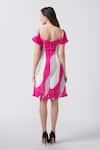 Shop_House of Varada_Pink Chinnon Print Abstract Sweetheart Floral Dress _at_Aza_Fashions