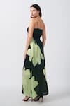 Shop_House of Varada_Green Modal Satin Print Lily Sweetheart Neck Ruched Front Maxi Dress _at_Aza_Fashions