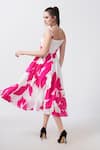 Shop_House of Varada_Pink Crepe Print Peony Bloom Sweetheart Neck Midi Dress _at_Aza_Fashions