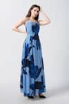 Buy_House of Varada_Blue Crepe Print Iris Halter Neck Maxi Dress _at_Aza_Fashions