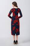 House of Varada_Red Chinon Print Abstract V-neck Floral Dress _Online_at_Aza_Fashions