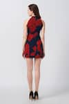 Shop_House of Varada_Red Chinon Print Abstract Halter Neck Floral Dress _at_Aza_Fashions