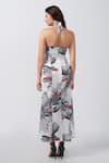 Shop_House of Varada_White Modal Satin Print Floral Halter Neck Abstract Panelled Dress _at_Aza_Fashions