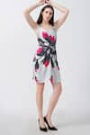 Buy_House of Varada_White Modal Satin Print Floral Sweetheart Twisted Bodice Mini Dress _at_Aza_Fashions