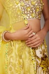 Nitara Dhanraj Label_Yellow Raw Silk And Pure Crepe Print Floral Sweetheart Neck Mandala Lehenga Set _at_Aza_Fashions