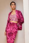 Buy_Nitara Dhanraj Label_Pink Raw Silk And Pure Crepe Print Floral Mandala Lapel Collar Jacket And Pant Set _Online_at_Aza_Fashions