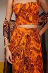 Buy_Nitara Dhanraj Label_Orange Pure Crepe And Organza Print Floral Mandala Mirror Embroidered & Skirt Set 