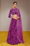 Buy_Nitara Dhanraj Label_Purple Pure Crepe And Organza Print Floral Mandala Round Neck Flower Lehenga Set _at_Aza_Fashions