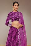 Nitara Dhanraj Label_Purple Pure Crepe And Organza Print Floral Mandala Round Neck Flower Lehenga Set _Online_at_Aza_Fashions