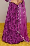 Buy_Nitara Dhanraj Label_Purple Pure Crepe And Organza Print Floral Mandala Round Neck Flower Lehenga Set _Online_at_Aza_Fashions