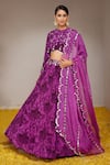 Shop_Nitara Dhanraj Label_Purple Pure Crepe And Organza Print Floral Mandala Round Neck Flower Lehenga Set _Online_at_Aza_Fashions