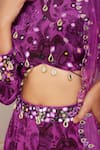 Nitara Dhanraj Label_Purple Pure Crepe And Organza Print Floral Mandala Round Neck Flower Lehenga Set _at_Aza_Fashions