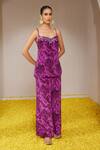 Buy_Nitara Dhanraj Label_Purple Pure Crepe Print Floral Mandala Sweetheart Neck Short Tunic With Pant _at_Aza_Fashions