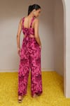 Shop_Nitara Dhanraj Label_Pink Pure Crepe Print Floral Mandala Criss Cross Flower Cropped Top With Pant _at_Aza_Fashions