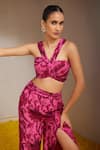 Buy_Nitara Dhanraj Label_Pink Pure Crepe Print Floral Mandala Criss Cross Flower Cropped Top With Pant _Online_at_Aza_Fashions