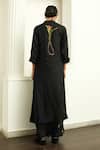 Shop_OFRIDA_Black Cotton Silk Blend Print Botanical V-neck Psyflora Etro Kurta _at_Aza_Fashions