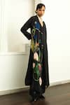 OFRIDA_Black Cotton Silk Blend Print Botanical V-neck Psyflora Etro Kurta _Online_at_Aza_Fashions
