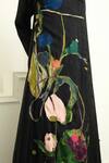 Buy_OFRIDA_Black Cotton Silk Blend Print Botanical V-neck Psyflora Etro Kurta _Online_at_Aza_Fashions