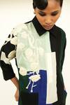 Buy_Ofrida_Multi Color Raw Silk Embroidered Patchwork Collar Floral Ivy Dress _Online_at_Aza_Fashions