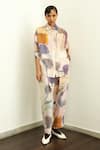 Buy_OFRIDA_Multi Color Muslin Silk Blend Print Abstract Collar Nargis Watercolor Shirt _at_Aza_Fashions