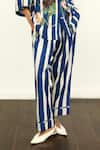 Ofrida_Blue Twill Linen Print Stripe Relaxed Fit Pant _Online_at_Aza_Fashions