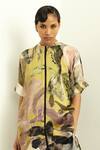 OFRIDA_Multi Color Gaji Silk Printed Abstract Expressionist Tropizeylo Kaftan Kurta _Online_at_Aza_Fashions