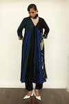 Buy_OFRIDA_Blue Kurta Cotton Silk Blend Hand Gypset Panelled Color Block With Pant _at_Aza_Fashions