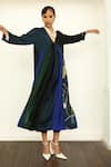 OFRIDA_Blue Kurta Cotton Silk Blend Hand Gypset Panelled Color Block With Pant _Online_at_Aza_Fashions