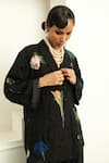 Buy_OFRIDA_Multi Color Jacket Raw Silk Hand Applique Botanical Lapel Psyflora With Pant 