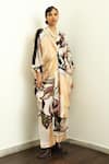 Buy_OFRIDA_Multi Color Cotton Silk Blend Hand Painted Ambiflora Draped Kurta With Pant _at_Aza_Fashions