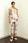 Buy_OFRIDA_Multi Color Muslin Silk Blend Hand Painted Nargis Print Shirt With Pant _at_Aza_Fashions