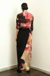 Shop_OFRIDA_Multi Color Muslin Silk Blend Hand Painted Abstract Bloom Hot Shirt With Skirt _at_Aza_Fashions