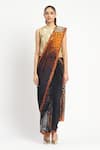 Satya Paul_Black Silk Crepe Printed Jaali Safari Sol Saree With Unstitched Blouse Piece _Online_at_Aza_Fashions