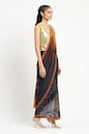 Shop_Satya Paul_Black Silk Crepe Printed Jaali Safari Sol Saree With Unstitched Blouse Piece _Online_at_Aza_Fashions