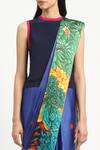 Buy Satya Paul Blue Silk, Georgette, Garden Graffiti Printed Saree With Unstitched Blouse Piece Buy_Satya Paul_Blue Silk, Georgette, Garden Graffiti Printed Saree With Unstitched Blouse Piece
