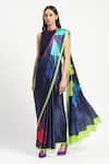 Buy Satya Paul Blue Silk, Georgette, Jungle Floor Printed Saree With Unstitched Blouse Piece at Aza Fashions Buy_Satya Paul_Blue Silk, Georgette, Jungle Floor Printed Saree With Unstitched Blouse Piece _at_Aza_Fashions