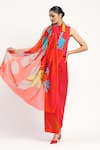 Buy_Satya Paul_Pink Silk Chiffon Printed Foliage Regina Saree With Unstitched Blouse Piece _at_Aza_Fashions