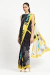 Shop_Satya Paul_Black Silk Crepe Printed Electric City Saree With Unstitched Blouse Piece _Online_at_Aza_Fashions