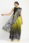 Buy_Satya Paul_Black Silk Crepe Printed Still Seeking Saree With Unstitched Blouse Piece _at_Aza_Fashions