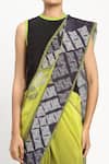 Shop_Satya Paul_Black Silk Crepe Printed Still Seeking Saree With Unstitched Blouse Piece _Online_at_Aza_Fashions