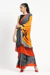 Buy_Satya Paul_Black Silk, Georgette, Radial Heat Printed Saree With Unstitched Blouse Piece _Online_at_Aza_Fashions